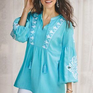 Soft Surroundings NWT Marissa Embroidered Blouse